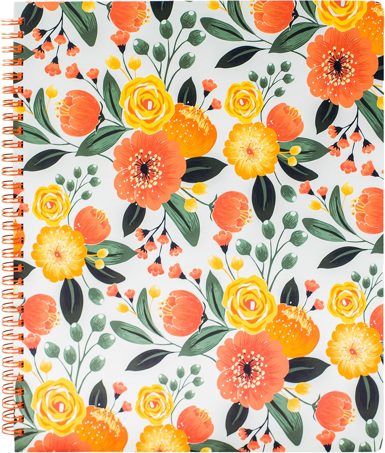 Steel Mill & Co. Cute Floral Large Spiral Notebook, Orange Flower