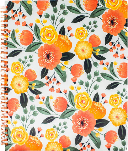 Steel Mill & Co. Cute Floral Large Spiral Notebook, Orange Flower