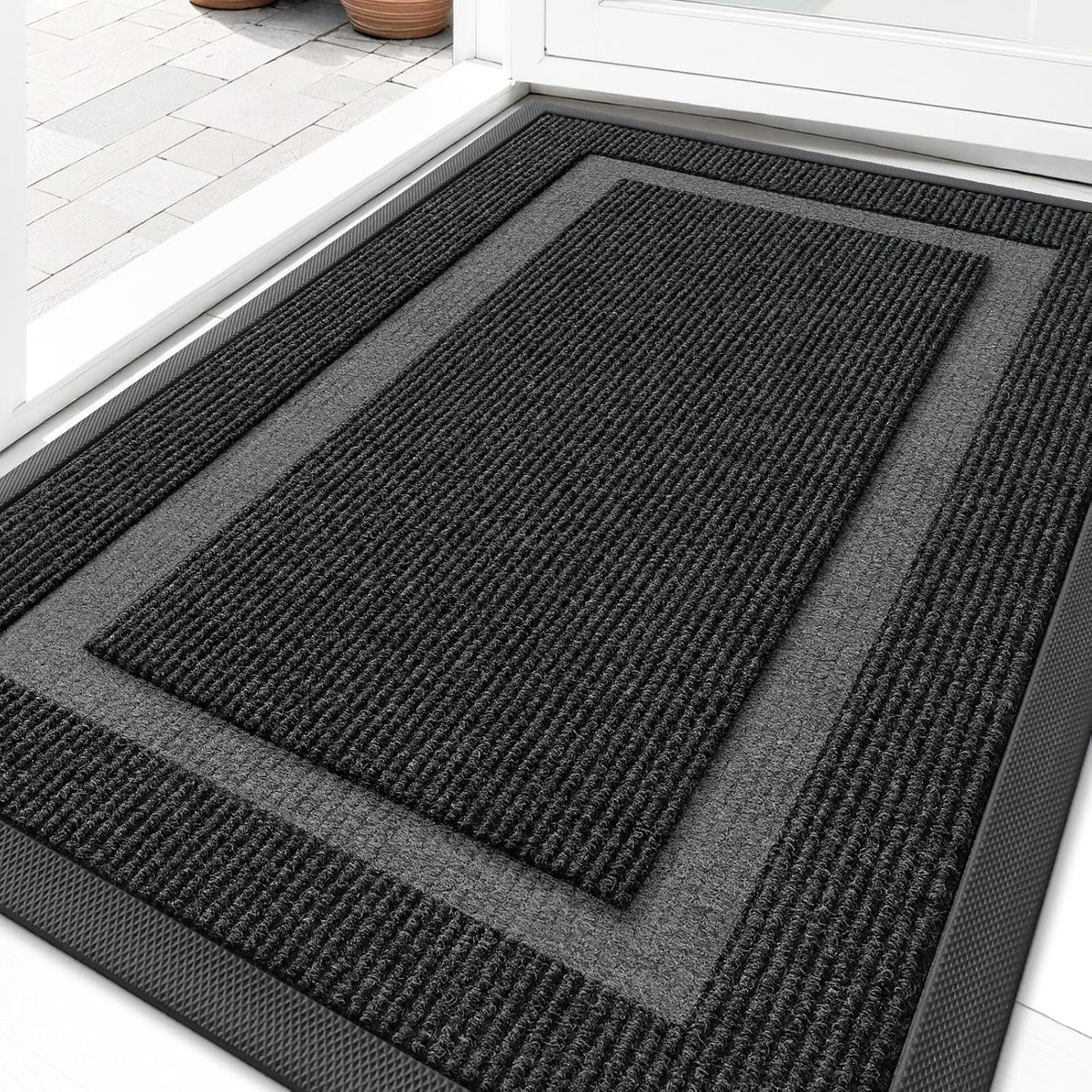 OLANLY Front Door Mat Outside 29.5x17, All-Season Heavy-Duty Rubber Doormat