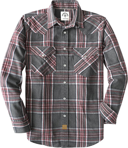 Dubinik® 6 oz Flannel Shirt for Men Pearl Snap Western Cowboy Long Sleeve