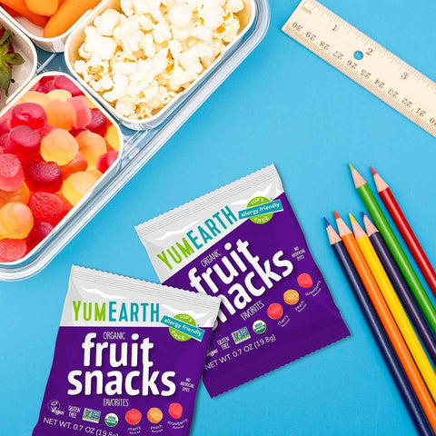 YumEarth Organic Assorted Flavor Fruit Snacks, 0.7oz (Pack of 35) | Snack Packs, Allergy Friendly, Gluten Free, Non-GMO, Vegan, Dye Free
