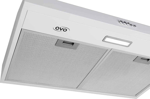 OVO 30 inch Under Cabinet Range Hood Vent with 3 Speed Exhaust Fan, Push Button, Stainless steel, Ducted and Ductless Convertible Kichen Hood, 275 CFM, 4000K Cool White Lights