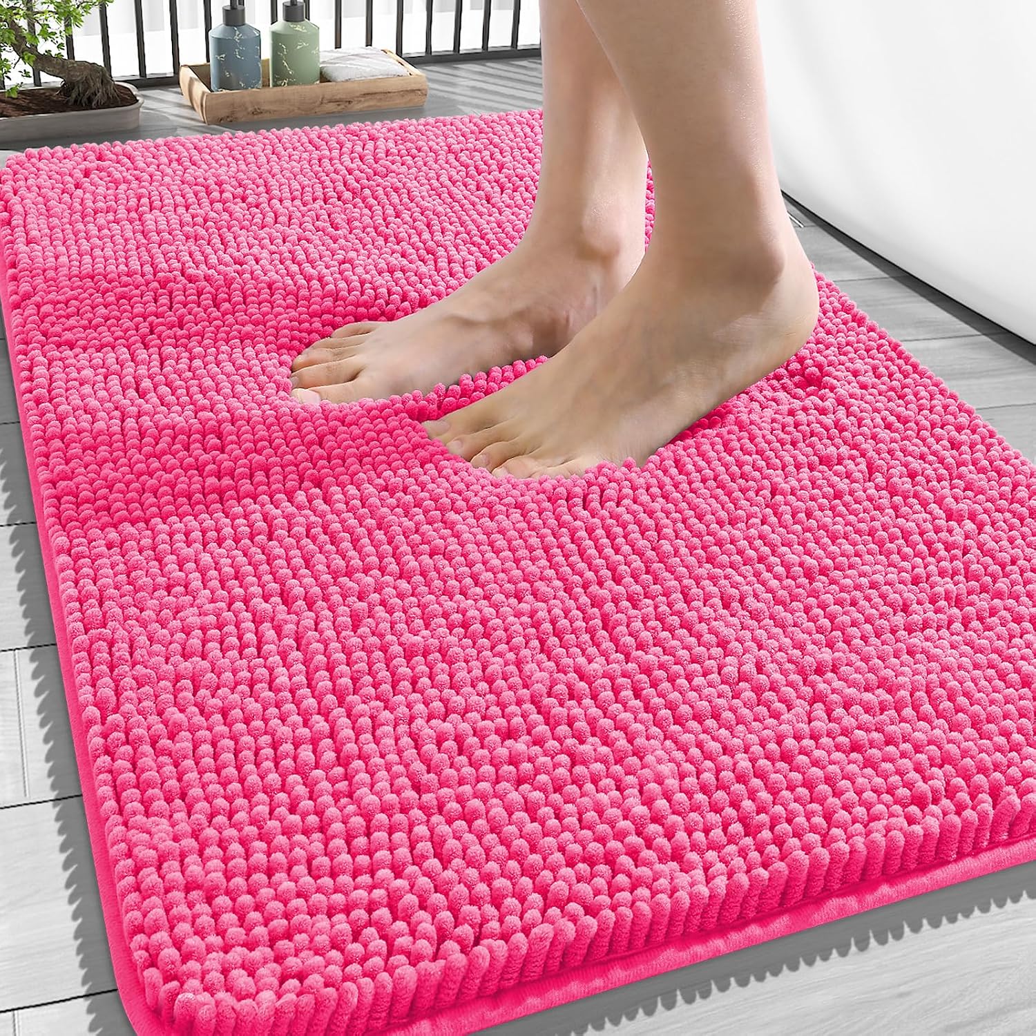 OLANLY Bathroom Rugs 34x21, Extra Soft Absorbent Chenille Bath Rugs
