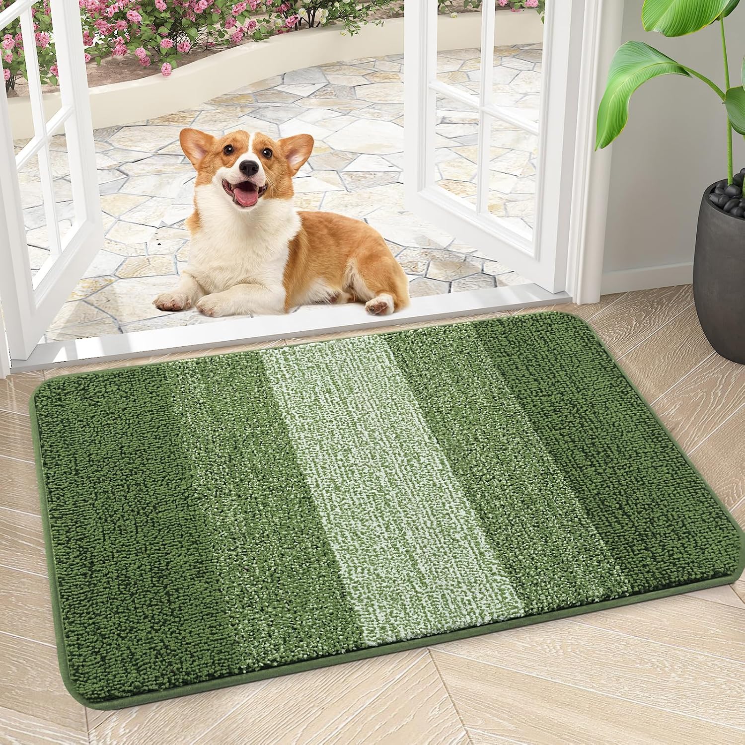 Kitinjoy Indoor Outdoor Door Mat, 30x27 Non-Slip Dirt Trapper Doormats