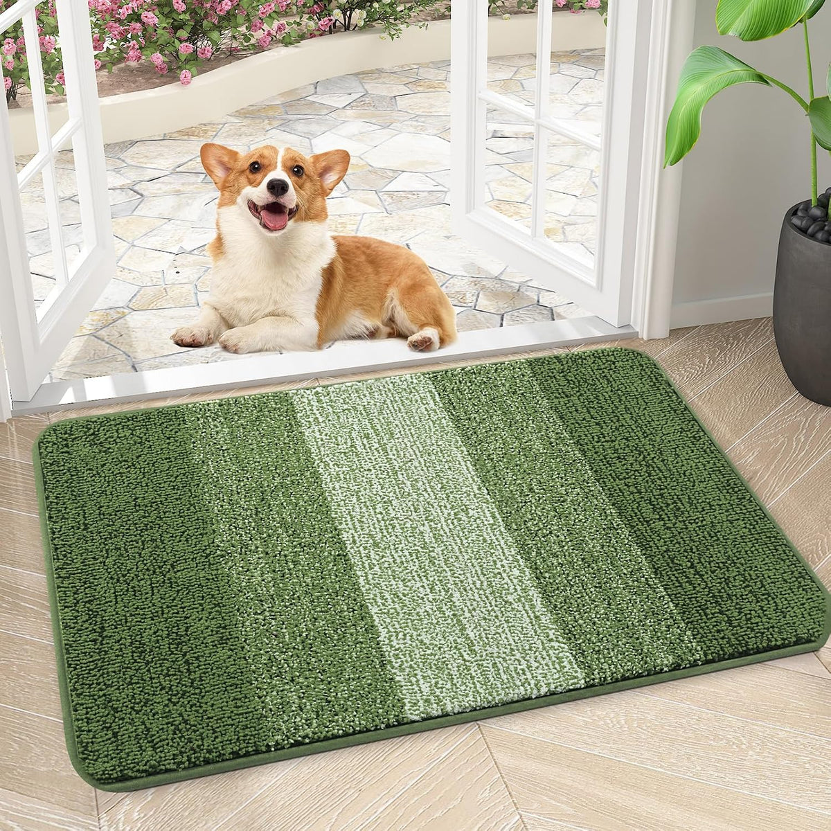 Kitinjoy Indoor Outdoor Door Mat, 30x27 Non-Slip Dirt Trapper Doormats