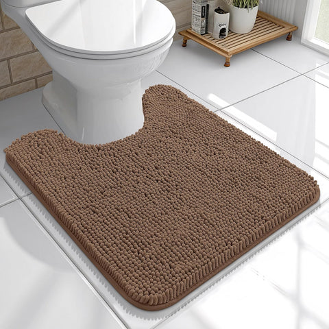 OLANLY Toilet Rugs U-Shaped 20x20, Soft Absorbent Chenille Contour Rugs