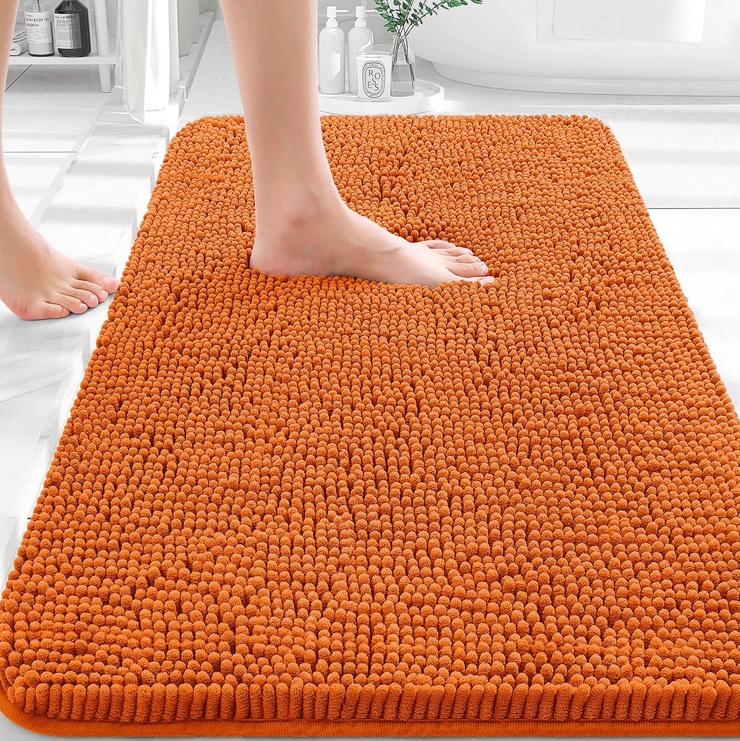 OLANLY Bathroom Rugs 32x20, Extra Soft Absorbent Chenille Bath Rugs