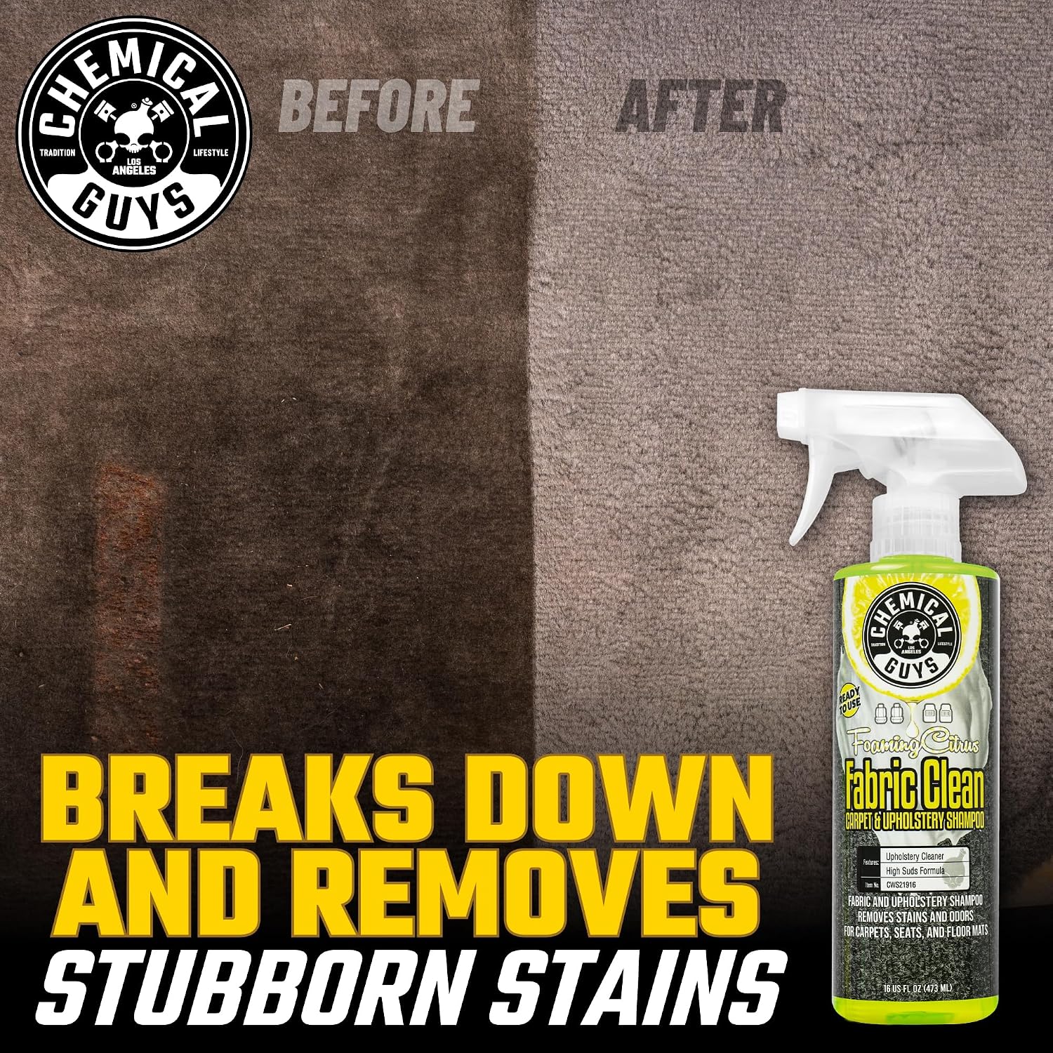 Chemical Guys, Citrus Fabric & Carpet Cleaner, Ready-to-Use Spray, 16 oz
