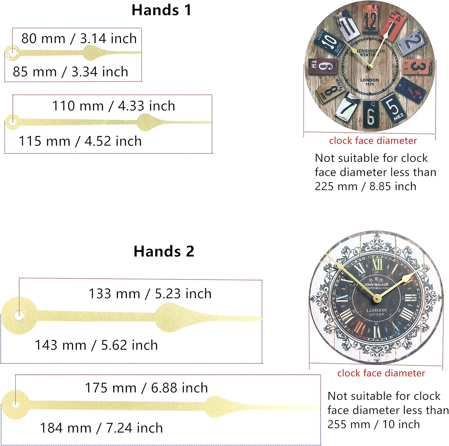 Youngtown 12888 Clock Movement 15/32" Thread Battery Replacement Gold hands