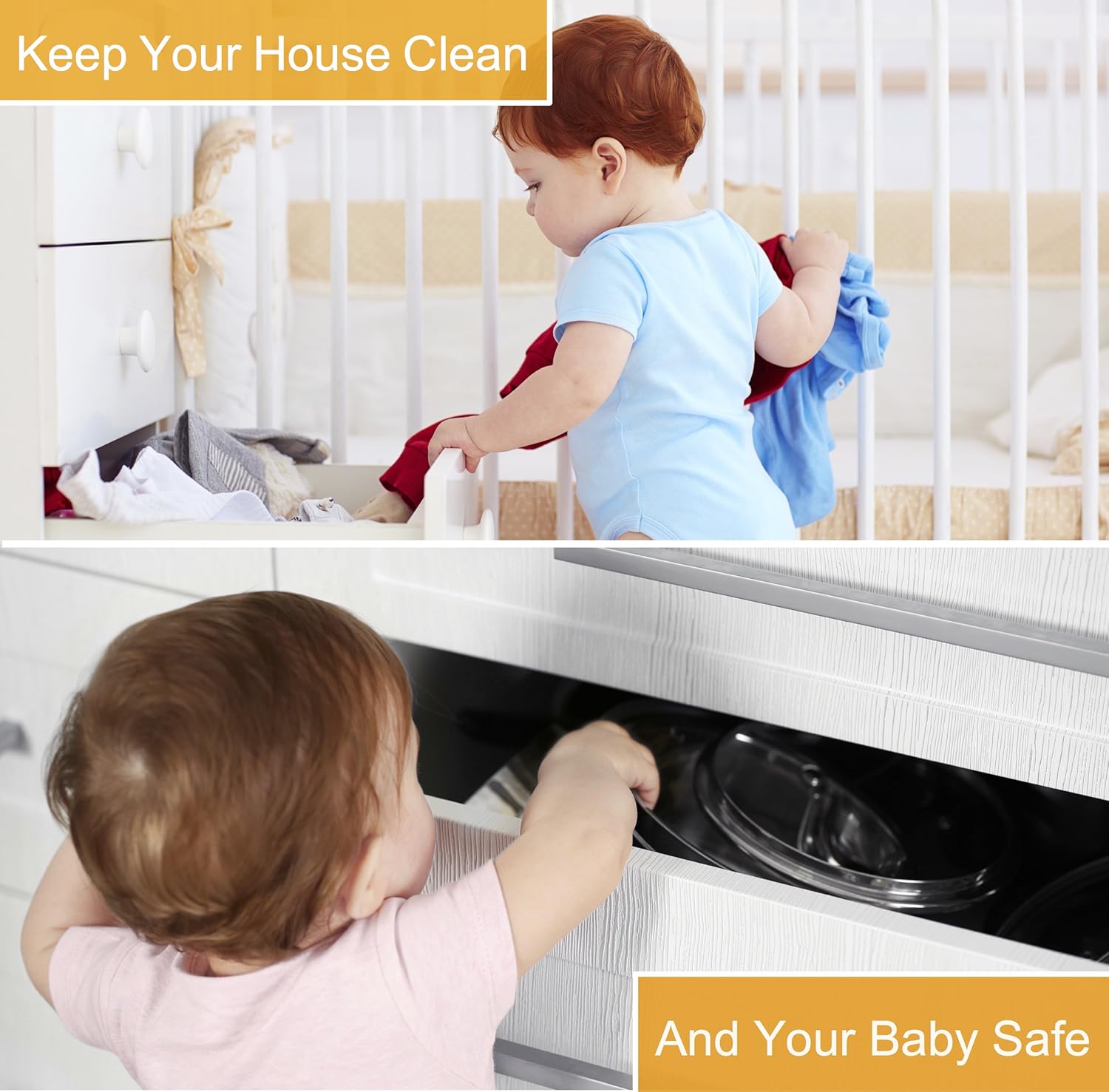 [12-Pack] Invisible Baby Proofing Cabinet Locks - No Drill Child Safety Drawer Latches - Adhesive Childproof Latch for Cabinets, Kitchen & Furniture - Secure Toddler & Infant Safety No Tools Required