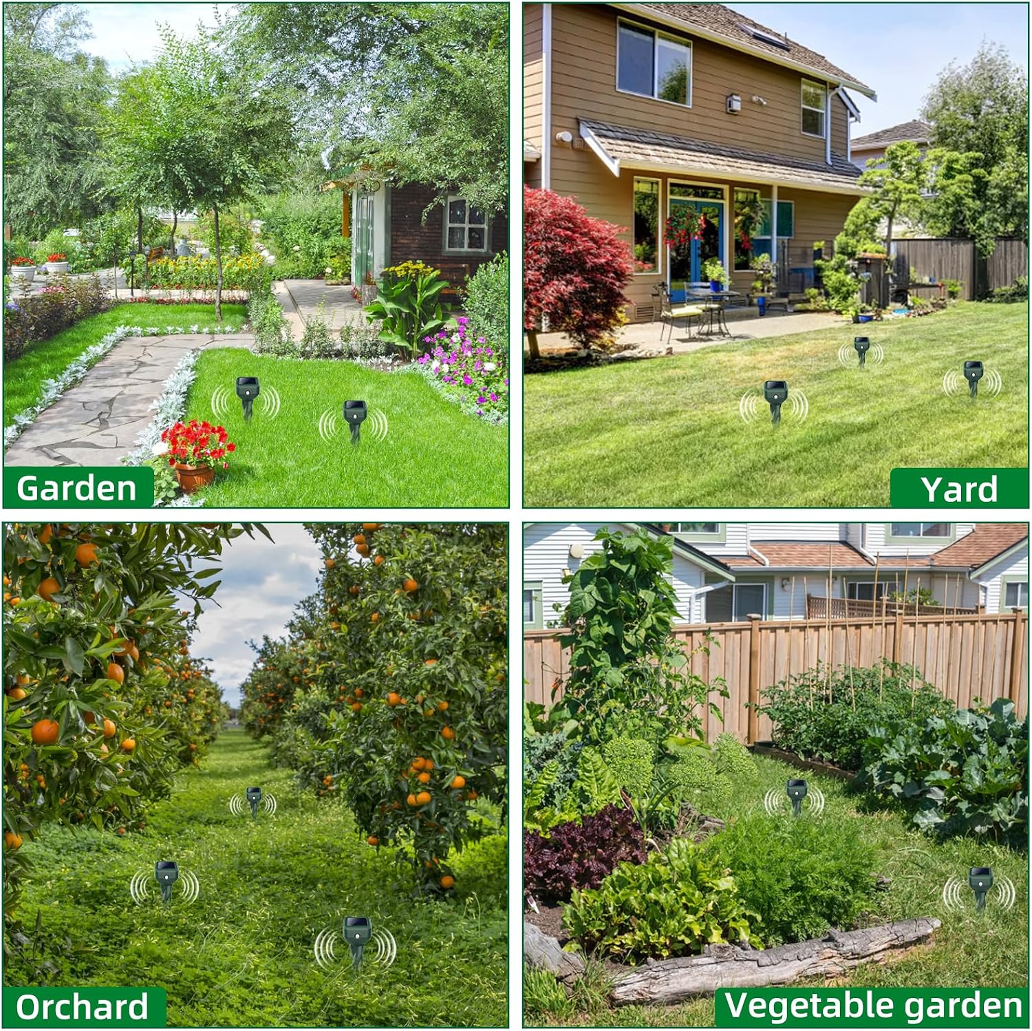 Mole Repellent Solar Powered, 4 Pack Snake & Skunk Repellent for Yard, IP 65 Waterproof Ultrasonic Deterrent Stakes, Get Rid of Rabbit, Gopher, Vole, Chipmunk, Deer, Groundhog for Lawns Garden