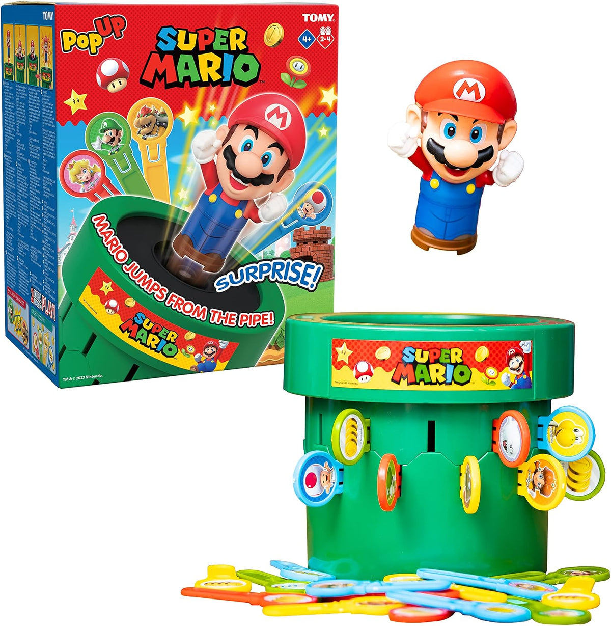 TOMY Pop Up Super Mario Family Action Game - 2-4 Players - Ages 4+