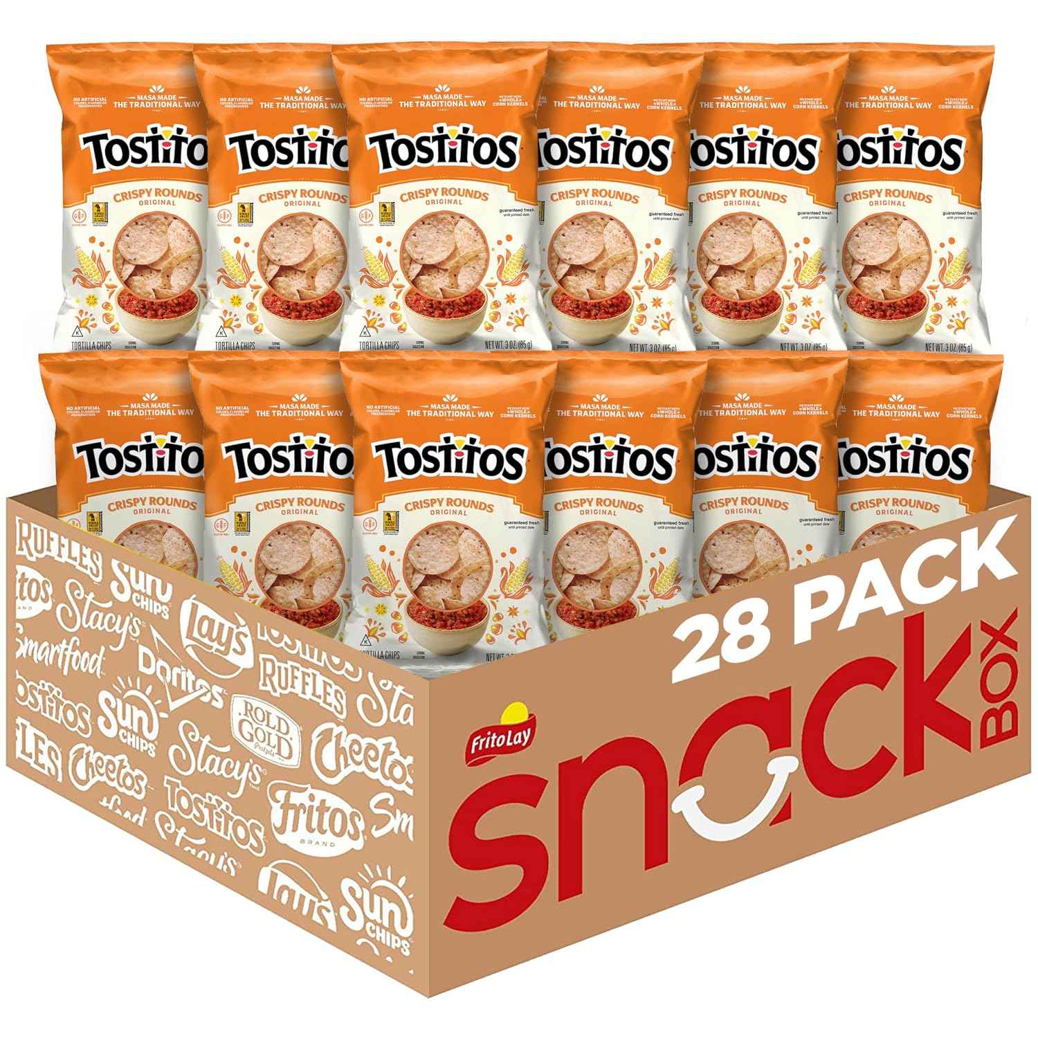 Tostitos, Crispy Rounds Tortilla Chips, 3 Ounce (Pack of 28)