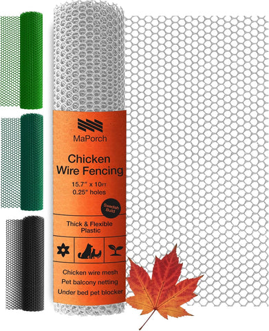 MaPorch Plastic Chicken Wire Fencing, Under Bed Blocker for Pets, White 1pk