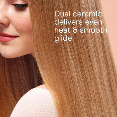 Conair Double Ceramic Flat Iron, 1-Inch Flat Iron, 5 Digital Temp Settings Up to 410°F, Extra-Long Plates, For All Hair Types and Textures, White