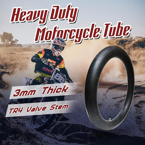 PIVOTRAX-100/90-19 (4.10 X 19) Heavy Duty Motorcycle Tube - 3mm Thick - TR4 Valve