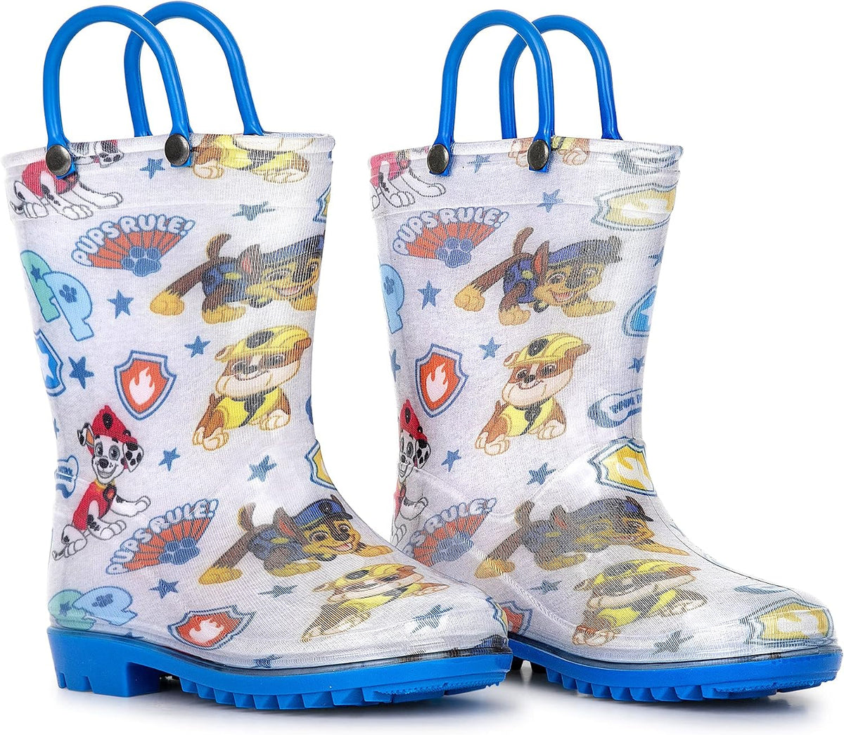 Nickelodeon Paw Patrol boys Character Printed Waterproof Easy-On Handles PVC Rain Boots