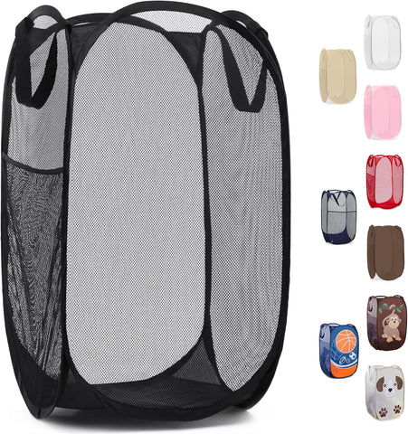 Handy Laundry Collapsible Mesh Pop-Up Hamper with Side Pocket