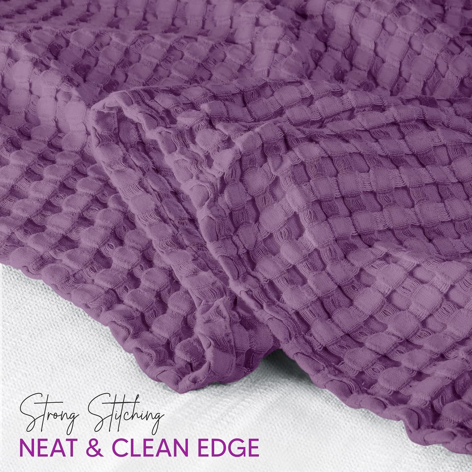 Utopia Bedding 100% Cotton Waffle Blanket Twin Size Plum, 90x72 Inch