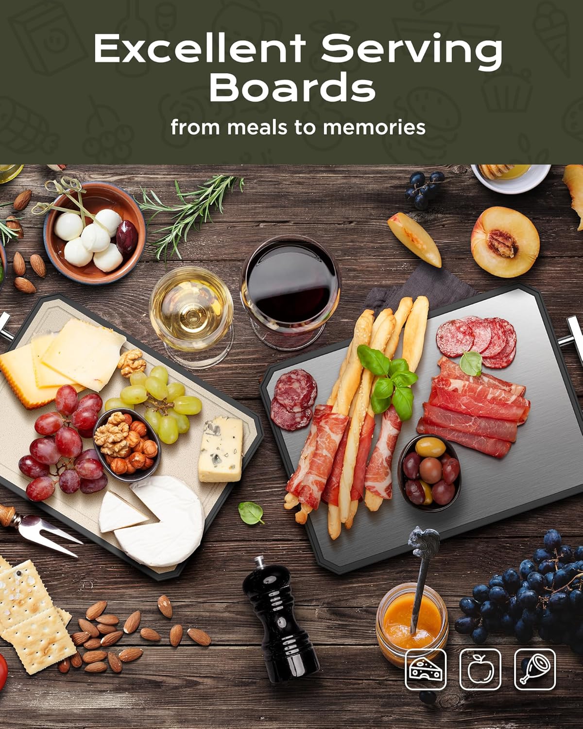 EXTRA LARGE Stainless Steel Cutting Board Set of 3 for kitchen