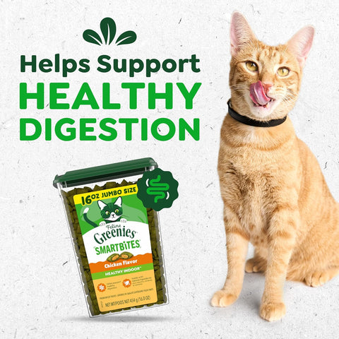 Greenies Feline Smartbites Healthy Indoor Cat Treats, Chicken, 16 oz
