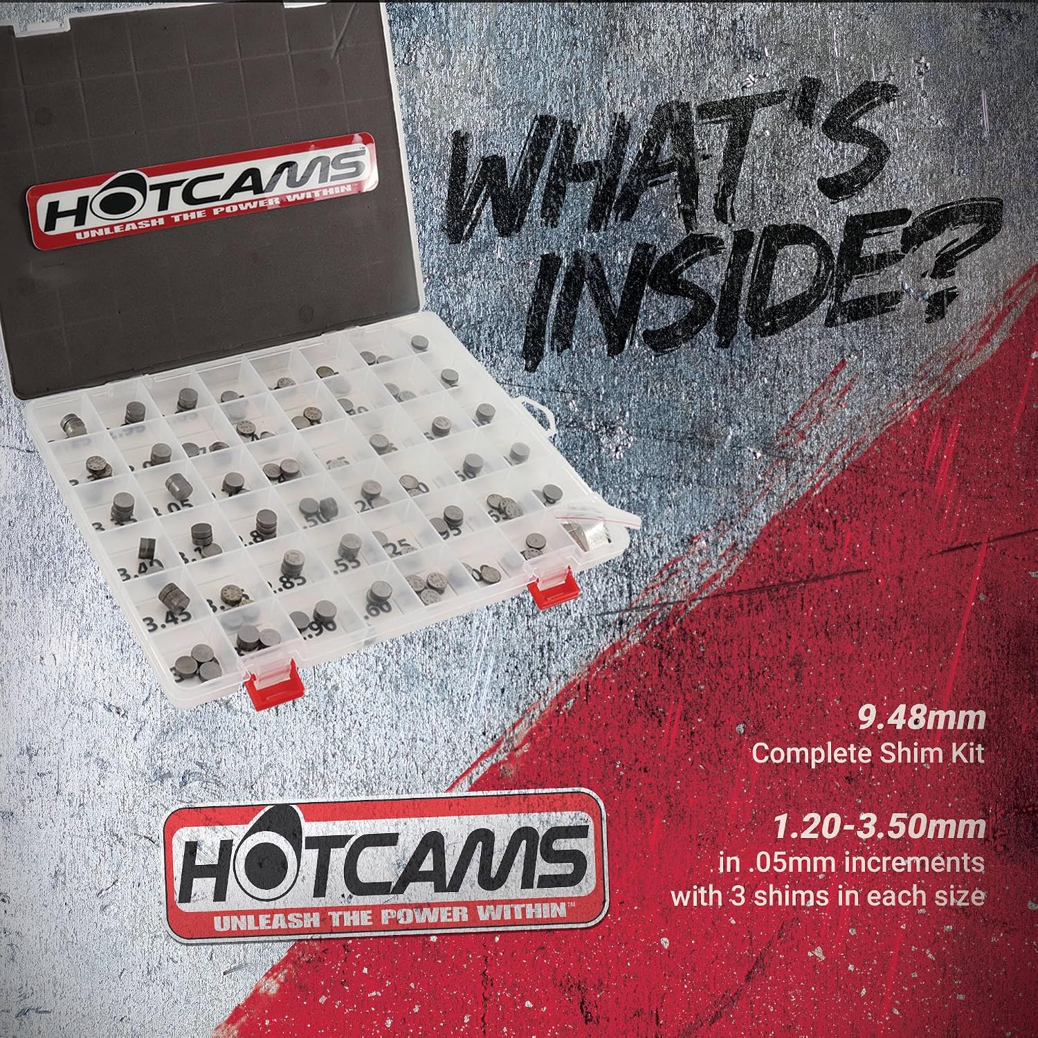 Hot Cams HCSHIM02 Complete Shim Kit Compatible with/Replacement for Arctic Cat ATV DVX 400 /Honda CRF 450R CRF450X TRX 450ER TRX 450R /Kawasaki KFX 400 KFX 450R KLX 450R KX 450F/Suzuki