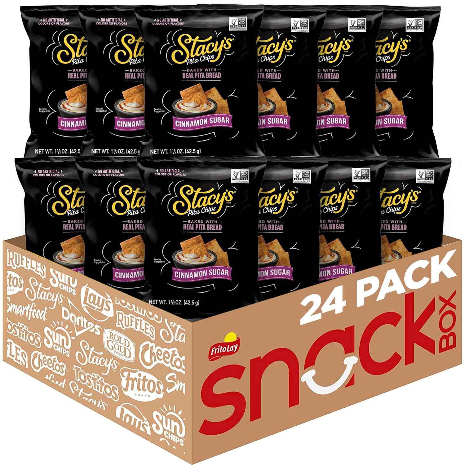 Stacy’s Pita Chips, Cinnamon Sugar, No Artificial Colors or Flavors, 1.5 oz (Pack of 24)