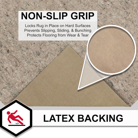 Mohawk Home Non Slip Rug Pad 7' 6" x 10'- 1/4" Thick Felt + Latex Rubber Gripper - Dual Surface Cushion for Hardwood, Carpet, Tile Floors, Made in USA