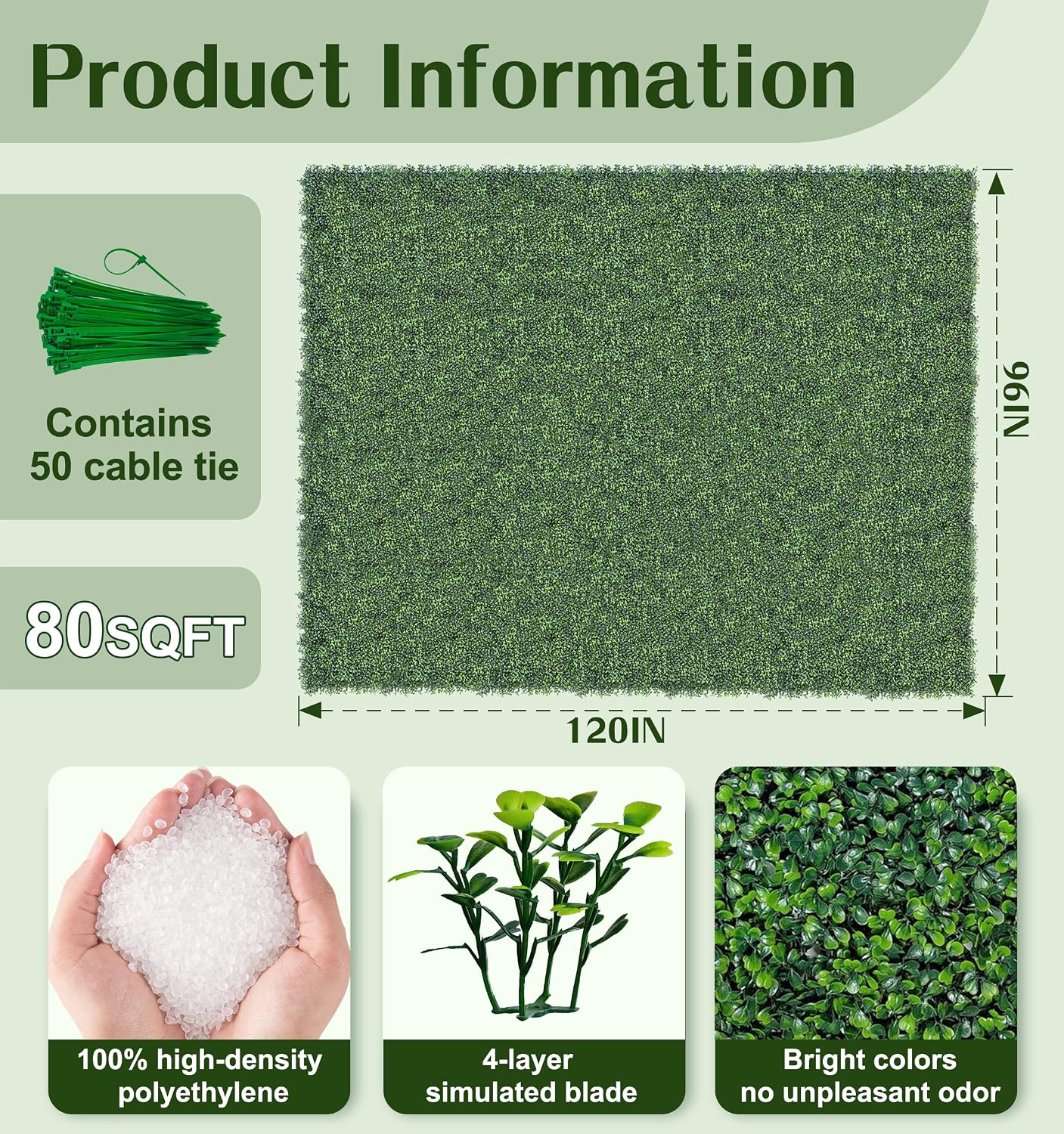 ODTORY Artificial Ivy Privacy Screen Fence Panel, Gradient Green 96X120 in