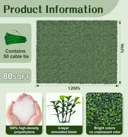 ODTORY Artificial Ivy Privacy Screen Fence Panel, Gradient Green 96X120 in