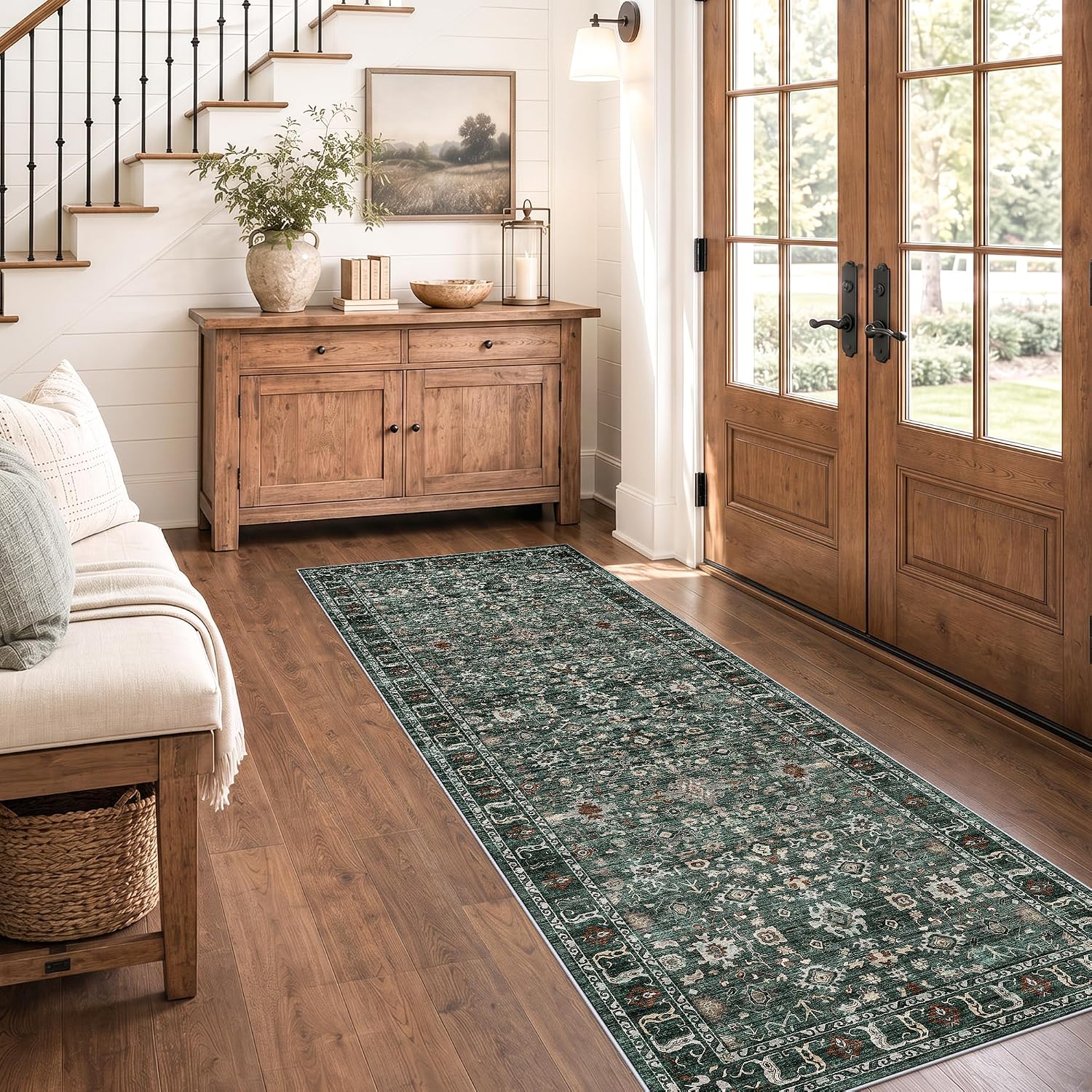 2x6 Hallway Washable Runner Rug: 6ft Kitchen Rugs with Non Slip Backing