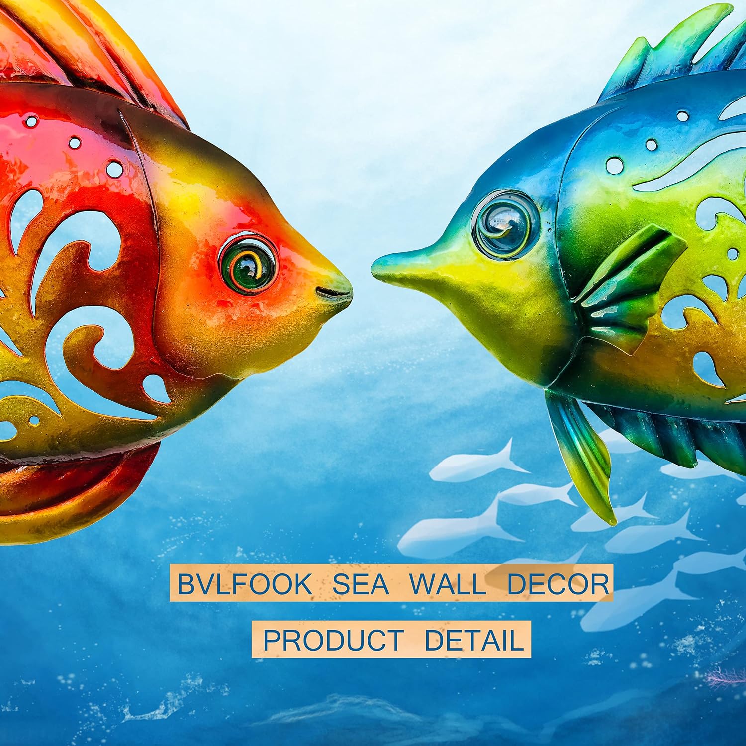 Coastal Wall Decor, Ocean Tropical Fish Sea Metal Fish Garden Decorations