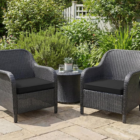 Outdoor Chair Cushions Set of 2: Waterproof & Color Fastness Seat Cushion for Patio Furniture - 22 x 22 x 3 Inch Chair Pads with Ties and Hidden Zipper - Patio Chair Cushion Replacement, Black