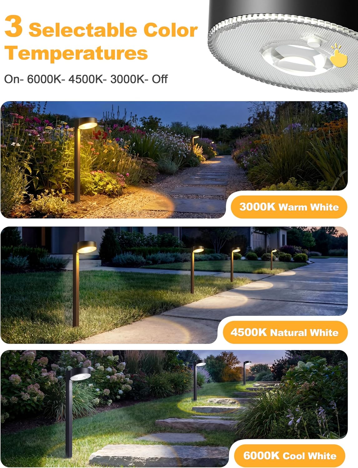 VOLISUN 8 Pack Solar Pathway Lights Outdoor, Brighter LED Solar Lights Outdoor Waterproof, Modern Path Light for Yard Garden Walkway Driveway Lawn, Black