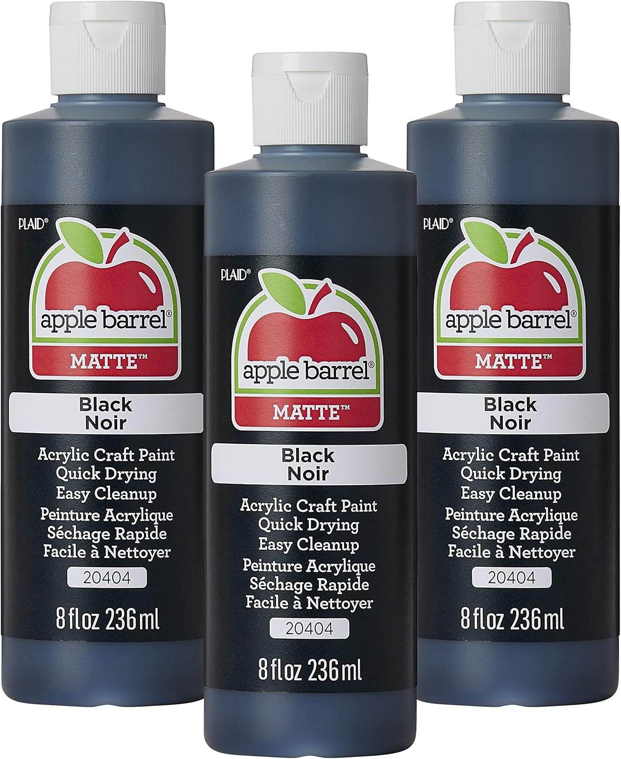 Apple Barrel Acrylic Paint, Black (Pack of 3) 8 oz, 20404EA- (Pack of 3)