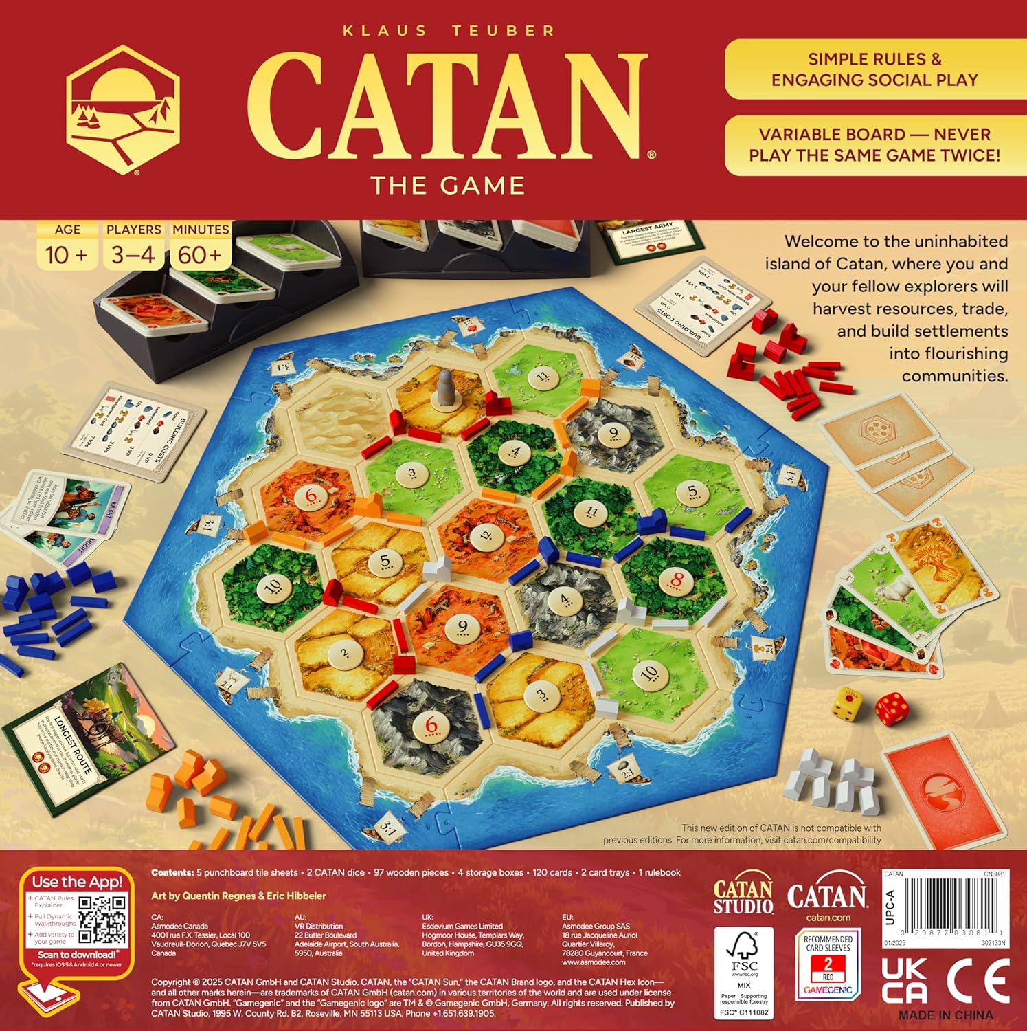 CATAN Board Game (6th Edition) Trade, Build & Settle in the Classic Strategy Game for Family, Kids & Adults, Ages 10+, 3-4 Players, 60-90 Min Playtime
