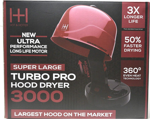 Annie Hot & Hotter Large Ceramic Ionic Hood Dryer – Professional Salon Hair Dryer with Adjustable Height, 3 Heat & Speed Settings, Portable Hooded Dryer for Rollers, Deep Conditioning & Styling