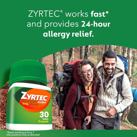 Zyrtec 24-Hour Allergy Relief Tablets, 90-Ct Size Plus 3x1-Ct Packs