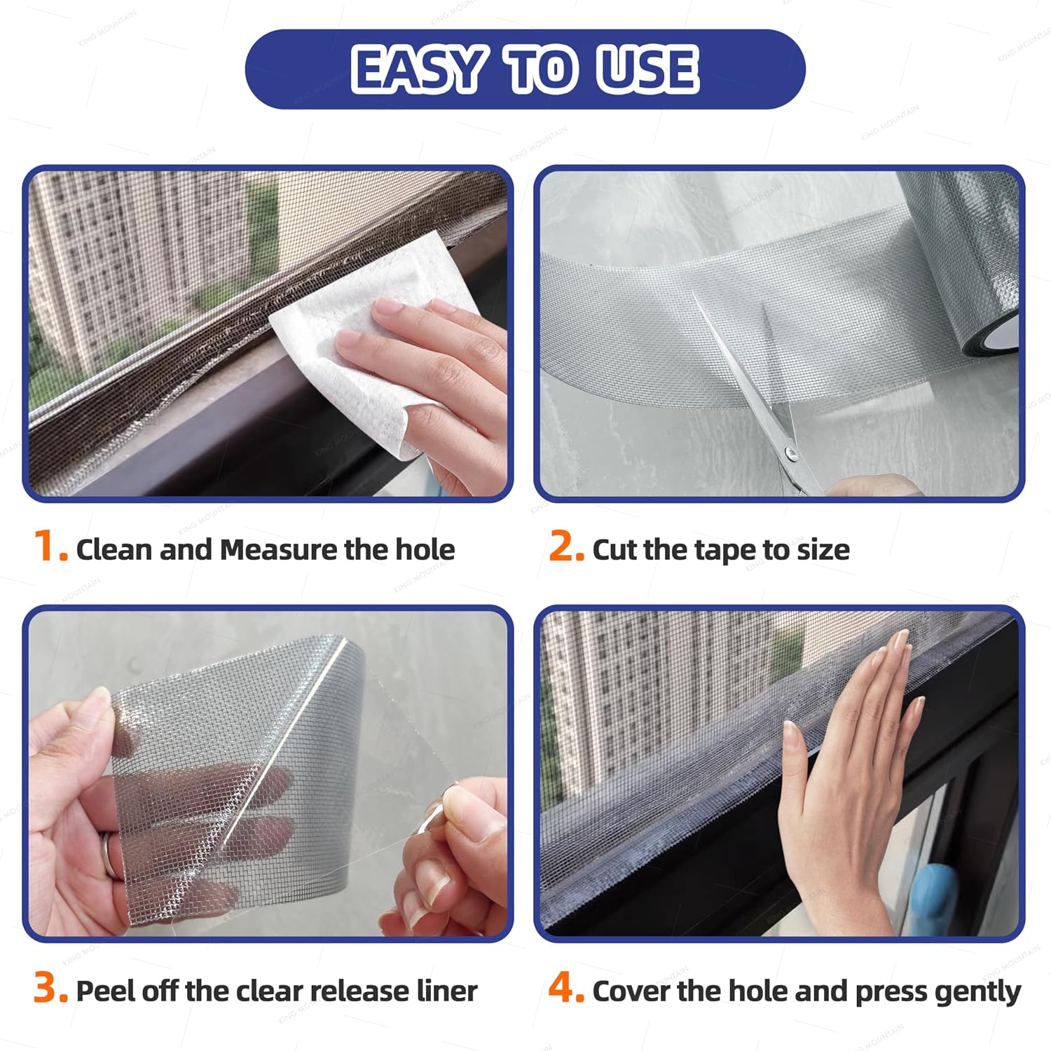 KING MOUNTAIN Grey Window Screen Repair Tape,3inX20FT Heavy Duty Screen Repair Kit for Window Screen and Screen Door Tears Holes,Strong Adhesive & Waterproof Window Screen Patch