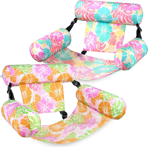 SLOOSH Inflatable Pool Floats Adult,2 Packs Floating Lounge Chairs,Blow up Pool Noodles for Adult Heavy Duty,Floating Chair for Party Summer Water Beach Lake Fun
