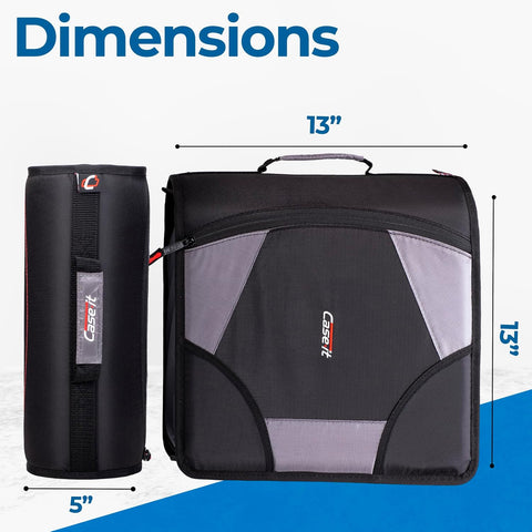 Case-it School Zipper Binder | 4-Inch D-Rings | 800-Sheet | D-186 Jet Black | King Sized Zip Tab, 5-Subject Expanding File Folder, Multiple Pockets, Storage Organizer, Shoulder Strap, Office