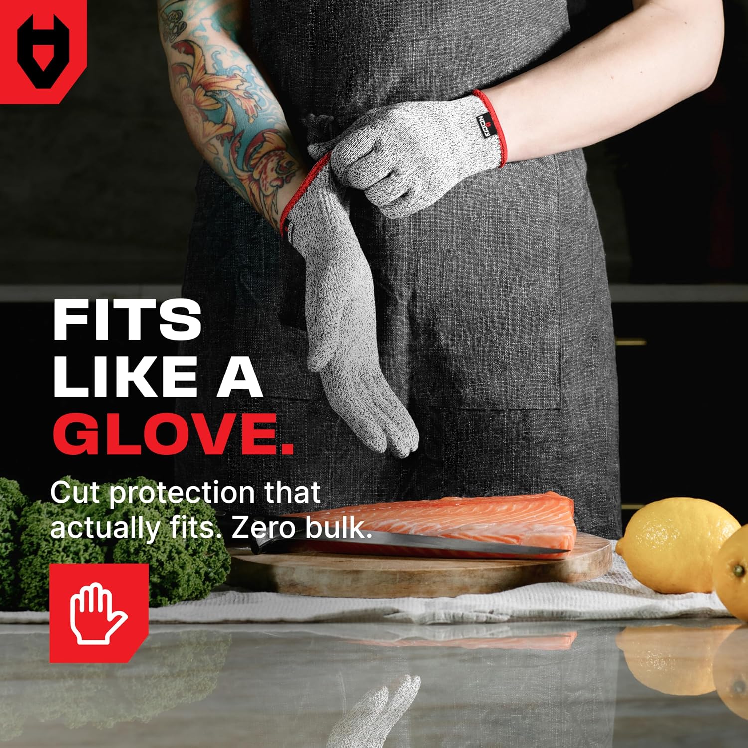 NoCry Premium Cut Resistant Gloves Food Grade — 100% Food Safe — Level 5 Meat Cutting Glove for Chefs & Butchers — Perfect Mandoline Glove or Oyster Shucking Gloves with Superior Comfort & Dexterity