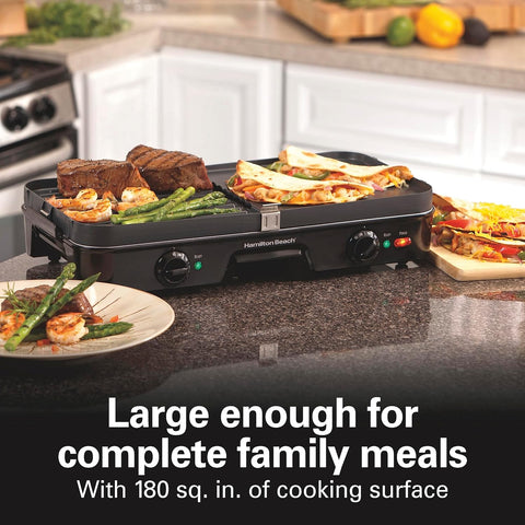 Hamilton Beach 3-in-1 Electric Indoor Grill + Electric Griddle