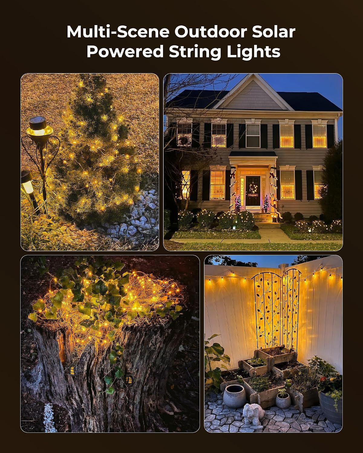 Minetom Solar Fairy Lights,33Ft 100 LED String Lights Outdoor with 8 Modes