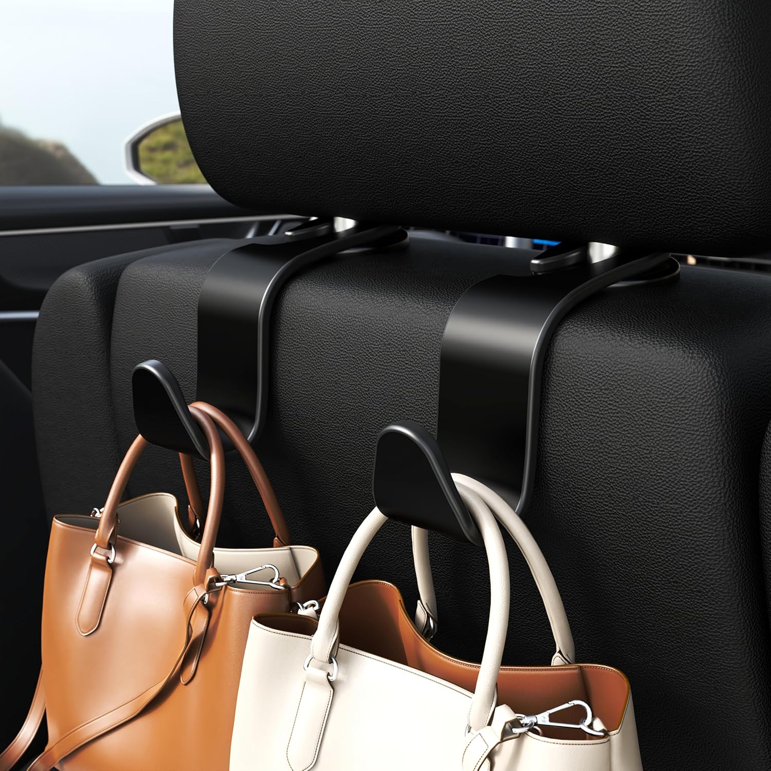 4-Pack Car Headrest Hooks Holds 55lbs Seat Storage Organizer for Bags