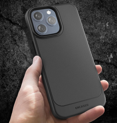 Encased Belt Case for iPhone 15 Pro (2023) Thin Armor Slim Cover with Rotating Phone Holster Clip - Black