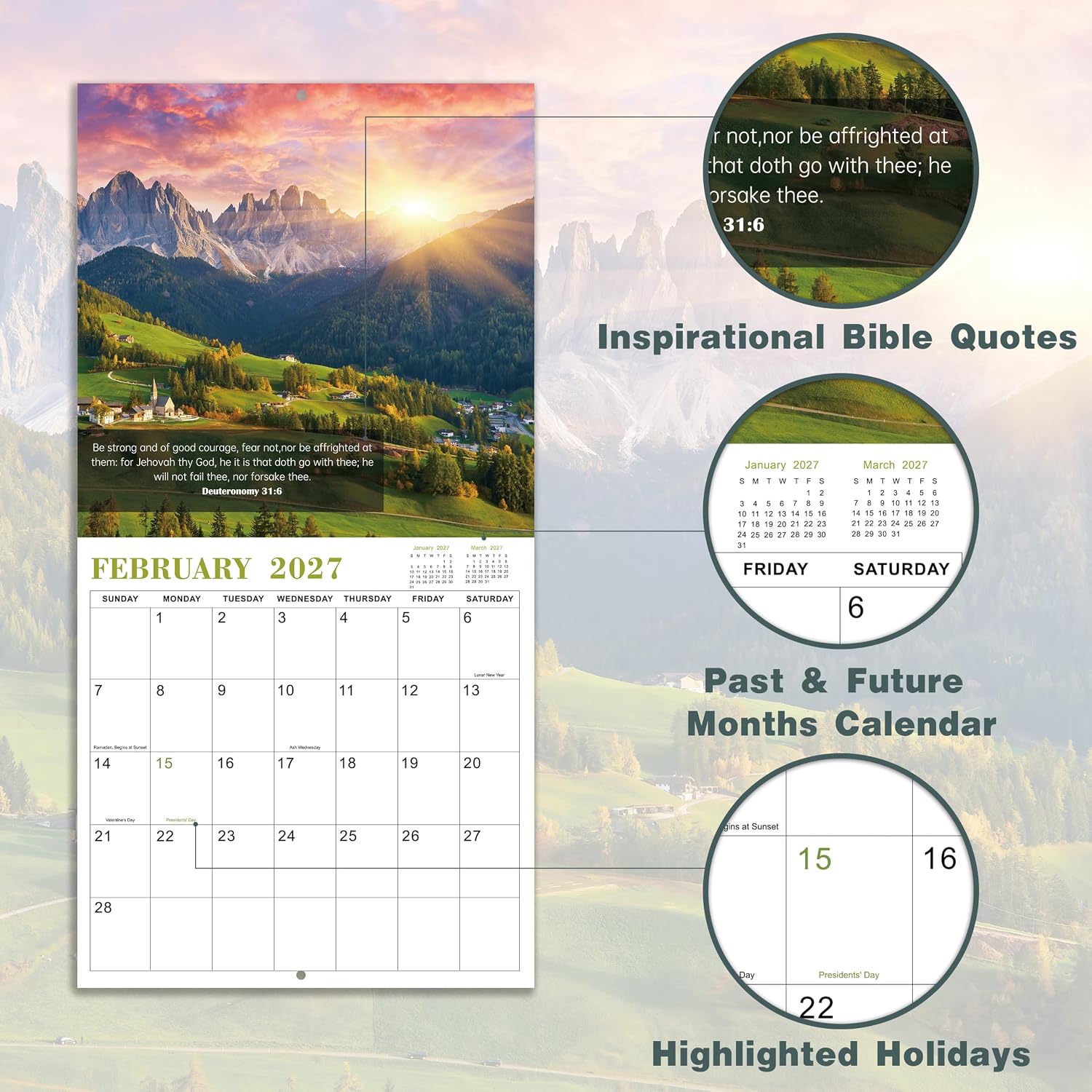 2027 Calendar - Bible Verse Wall Calendar 2027, JAN 2027-DEC 2027