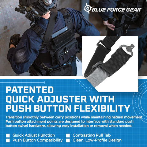 Blue Force Gear Push Button 2-Point Adjustable Sling 1.25” Wide