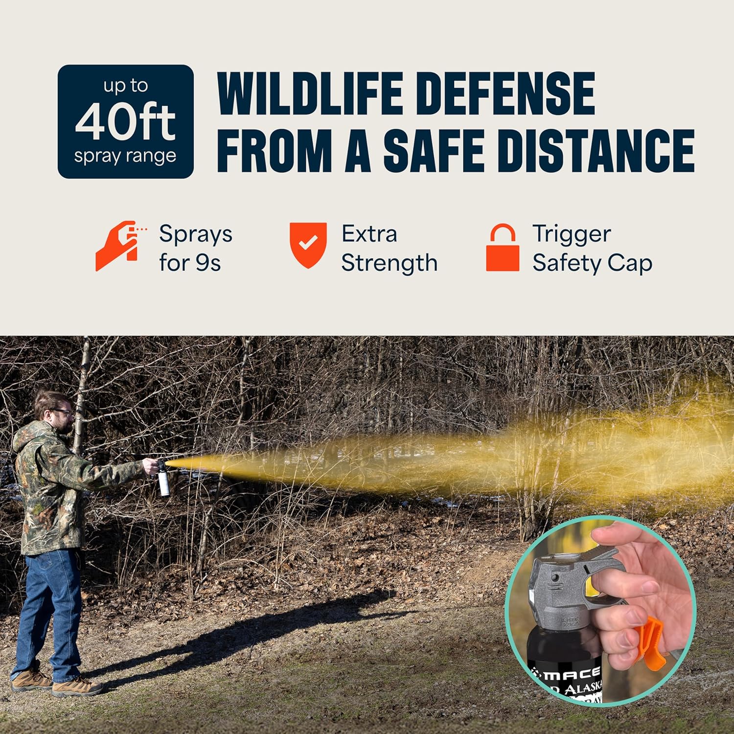 Mace Bear Spray - Guard Alaska Bear Deterrent Self Defense Spray, EPA Registered, 9 oz, Max Strength 20% OC, Up to 40ft Range, Great for Hiking, Camping, Hunting