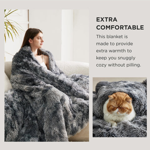 Bedsure Fluffy Throw Blanket Gifts for Women Men, Soft Fleece Sherpa Cozy Fuzzy Plush Warm Minky Thick Faux Fur Throw for Couch, Bed, Home Living Room Decor Valentines Blanket Gifts for Her Him, Grey